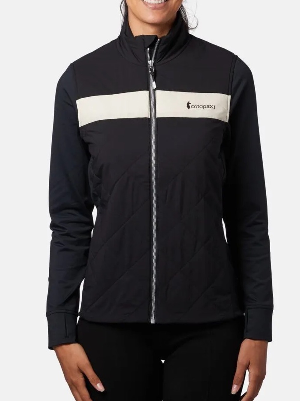 Cotopaxi Monte Hybrid Quilted Jacket Black Lightweight Stand Collar Zipper-Small